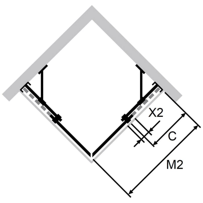 HÜPPE Xtensa pure 4-Eck Gleittüreckeinstieg 2-teilig 80 cm, Rechtsbefestigung