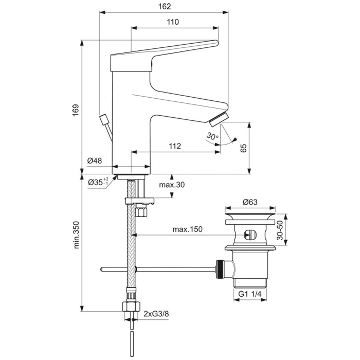 Ideal Standard CeraPlus 2 Waschtischarmatur mit Metallablauf