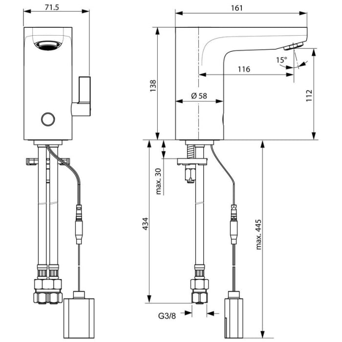 Ideal Standard CeraPlus Sensor Waschtischarmatur mit Mischung Batteriebetrieb