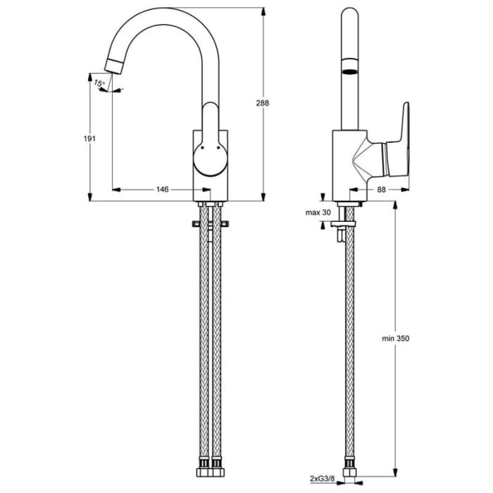 Ideal Standard Connect Blue Waschtischarmatur mit hohem Auslauf