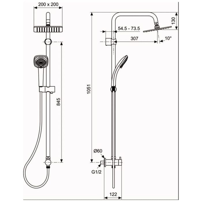 Ideal Standard Idealrain Cube Duschsystem zur Kombination mit Unterputz Armatur