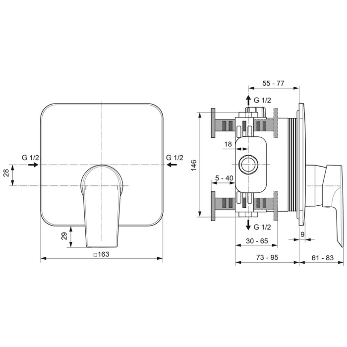 Ideal Standard Tesi Einhebel-Duscharmatur UP