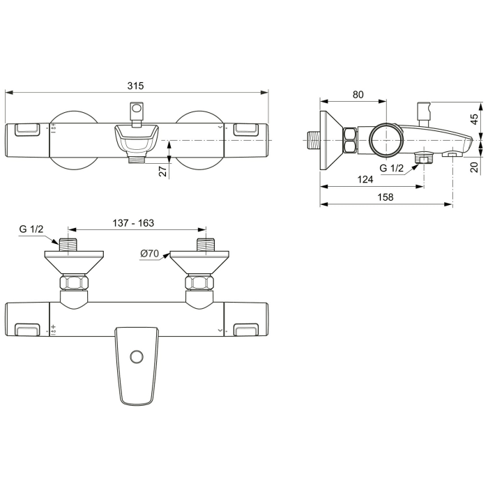 Ideal Standard Ceratherm T25 AP Badethermostat