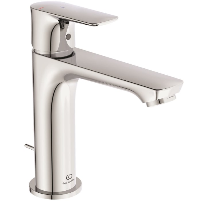 Ideal Standard Connect Air Grande Slim Waschtischarmatur mit Ablaufgarnitur, mit BlueStart-Funktion, Ausladung 12,5 cm