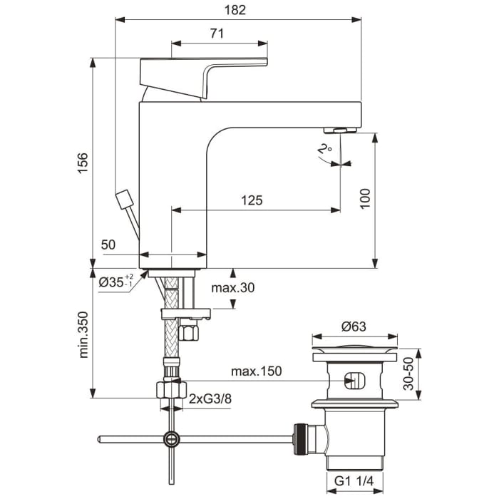 Ideal Standard Edge Waschtischarmatur mit Ablaufgarnitur