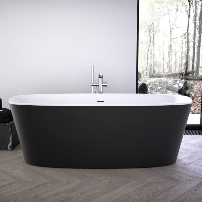 Ideal Standard Dea freistehende Körperform-Badewanne 180 x 80 cm, inkl. Ab- und Überlauflaufgarnitur