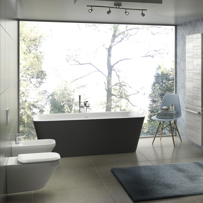 Ideal Standard Tonic II freistehend Körperform-Badewanne 180 x 80 cm, inkl. Ab- und Überlaufgarnitur