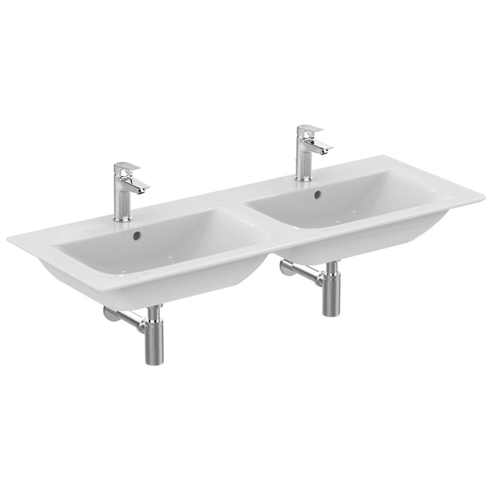 Ideal Standard Connect Air Möbeldoppelwaschtisch 124 cm, mit 2 Hahnlöchern, mit 2 Überläufen