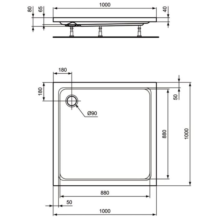 Ideal Standard Hotline Neu Duschwanne 100 x 100 cm