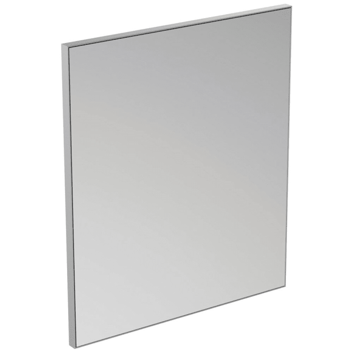 Ideal Standard Badspiegel Mirror & Light mit Rahmen in Aluminiumoptik – 60 x 70 cm, reversibel