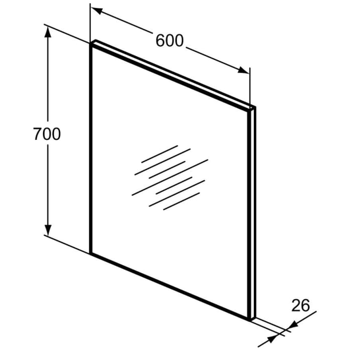 Ideal Standard Badspiegel Mirror & Light mit Rahmen in Aluminiumoptik – 60 x 70 cm, reversibel