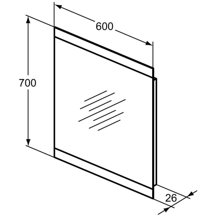 Ideal Standard Badspiegel Mirror & Light mit 2-seitigem Ambientelicht in der Größe 60 x 70 cm