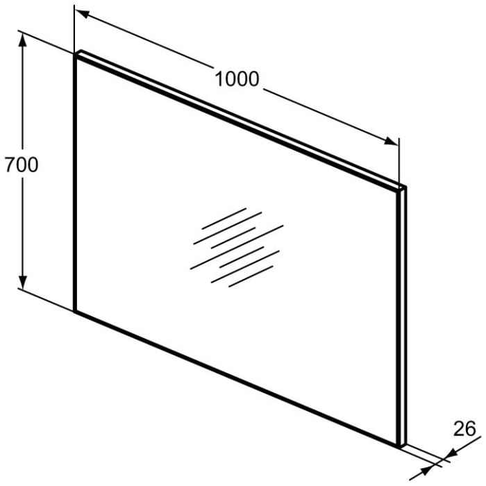 Ideal Standard Badspiegel Mirror & Light 100 cm in Aluminiumoptik mit reversibler Montage