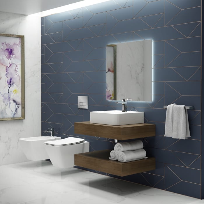 Ideal Standard Badspiegel Mirror & Light mit 4-seitigem Ambientelicht in den Maßen 100 x 70 cm