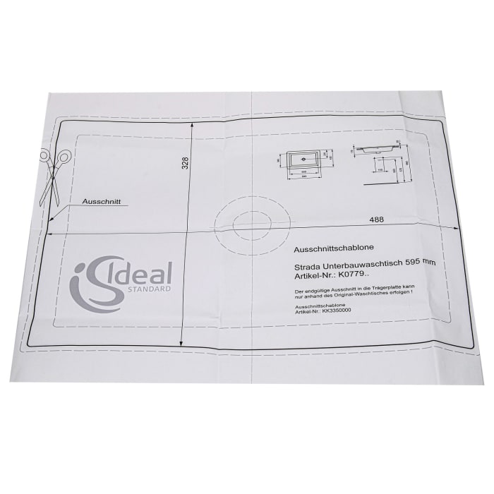 Ideal Standard Ausschnittschablone für Strada Unterbauwaschtisch 59,5 cm