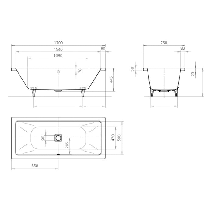 Kaldewei Conoduo 732 Badewanne 170 x 75 cm