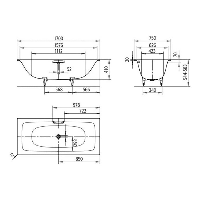 Kaldewei Silenio Rechteckbadewanne 170 x 75 cm
