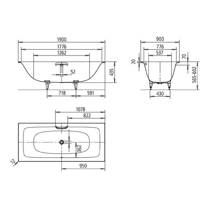 Kaldewei Silenio Rechteckbadewanne 190 x 90 cm