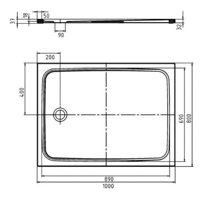 Kaldewei CAYONOPLAN 2256-5 Duschwanne 80 x 100 cm, mit Secure Plus, inkl. Wannenträger extraflach