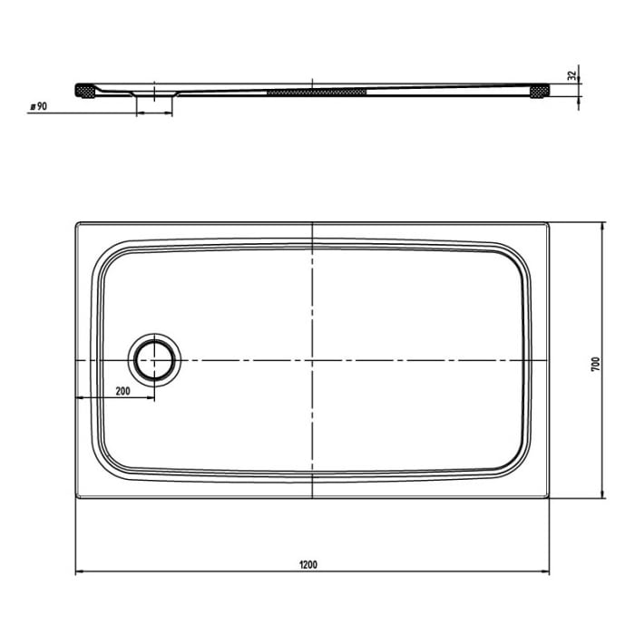Kaldewei CAYONOPLAN 2260-5 Duschwanne 70 x 120 cm, mit Antislip, inkl. Wannenträger extraflach