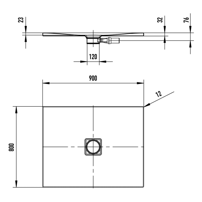 Kaldewei CONOFLAT 780-1 Duschwanne 80 x 90 cm mit Secure Plus