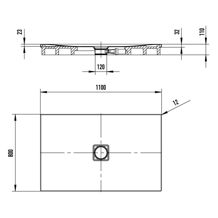 Kaldewei CONOFLAT 787-2 Duschwanne 80 x 110 cm mit Secure Plus, inkl. Wannenträger