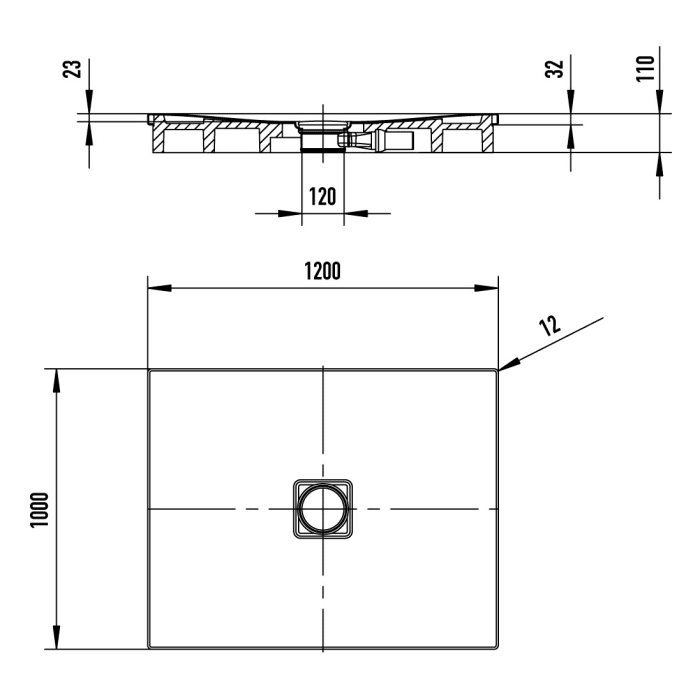 Kaldewei CONOFLAT 789-2 Duschwanne 100 x 120 cm mit Secure Plus, inkl. Wannenträger