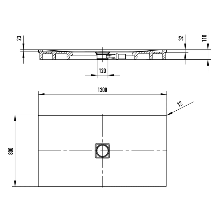 Kaldewei CONOFLAT 791-2 Duschwanne 80 x 130 cm mit Secure Plus, inkl. Wannenträger