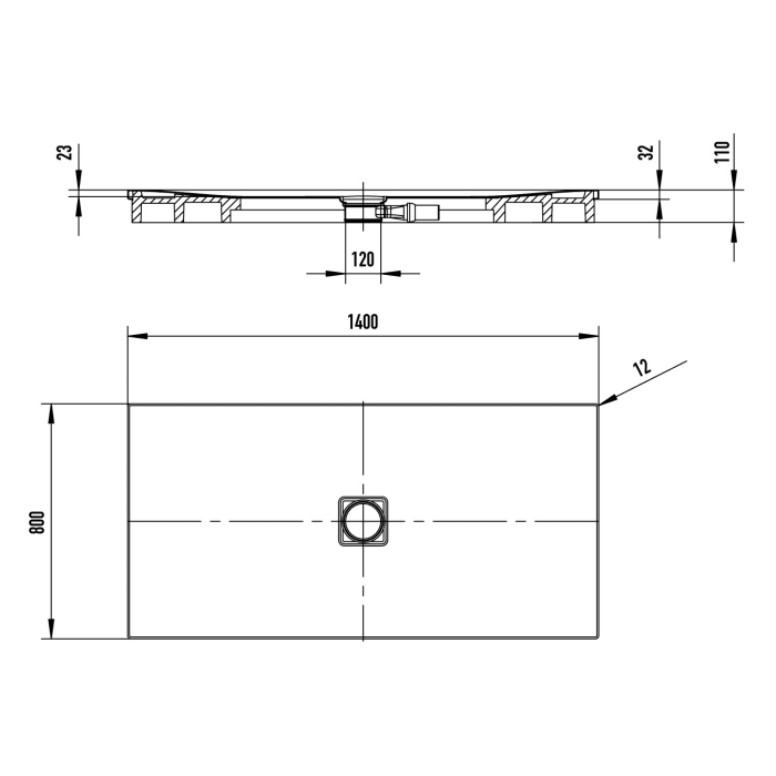 Kaldewei CONOFLAT 794-2 Duschwanne 80 x 140 cm mit Secure Plus, inkl. Wannenträger