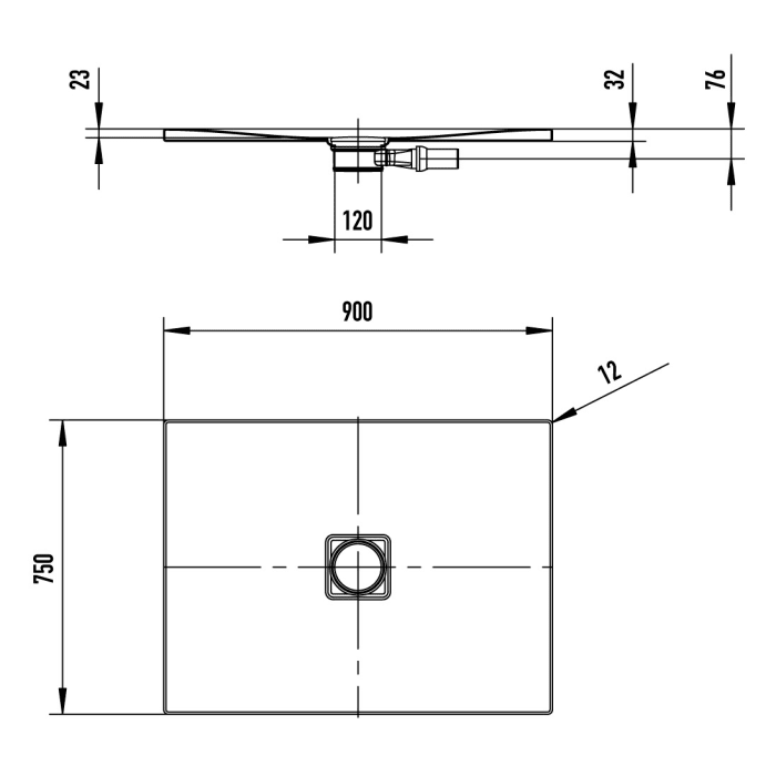 Kaldewei CONOFLAT 853-1 Duschwanne 75 x 90 cm mit Secure Plus