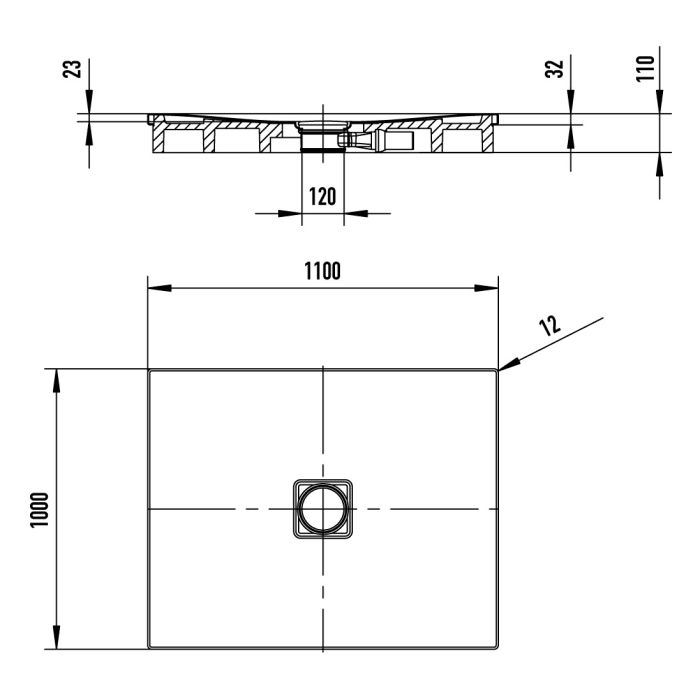 Kaldewei CONOFLAT 854-2 Duschwanne 100 x 110 cm mit Secure Plus, inkl. Wannenträger