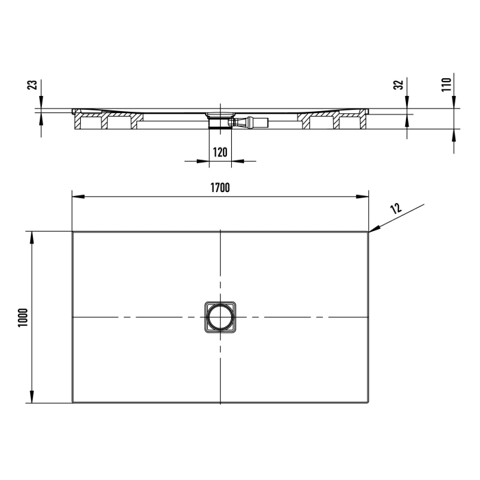 Kaldewei CONOFLAT 864-2 Duschwanne 100 x 170 cm mit Perl-Effekt, inkl. Wannenträger
