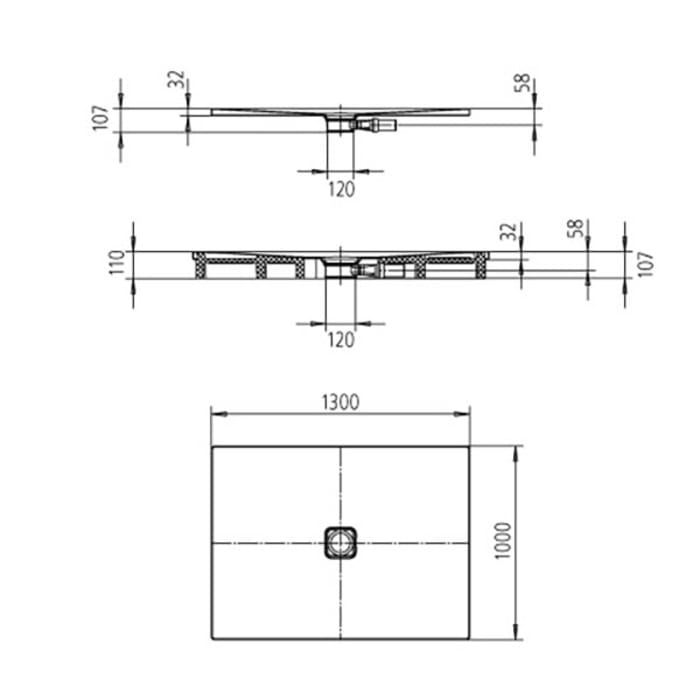 Kaldewei CONOFLAT 793-5 Duschwanne 100 x 130 cm mit Vollantislip, inkl. Wannenträger extraflach