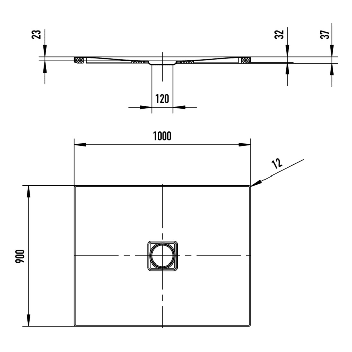Kaldewei CONOFLAT 784-5 Duschwanne 90 x 100 cm mit Secure Plus, inkl. Wannenträger extraflach