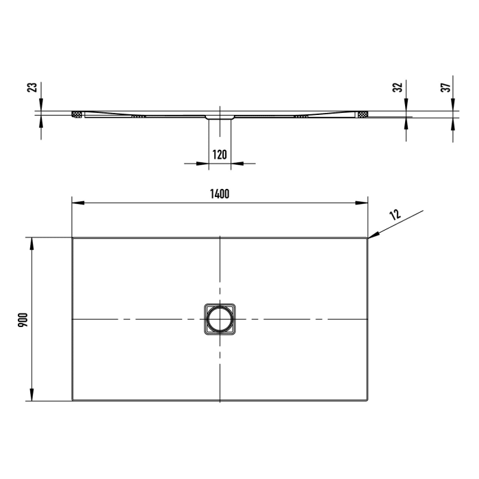 Kaldewei CONOFLAT 795-5 Duschwanne 90 x 140 cm mit Secure Plus, inkl. Wannenträger extraflach