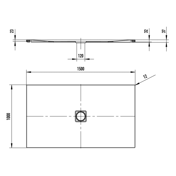 Kaldewei CONOFLAT 857-5 Duschwanne 100 x 150 cm mit Secure Plus, inkl. Wannenträger extraflach
