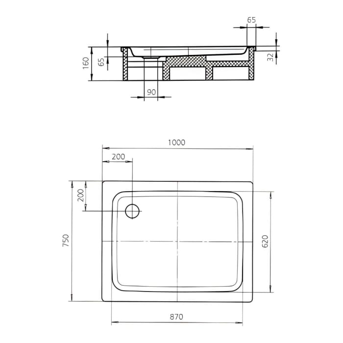 Kaldewei Duschplan 416-1 Duschwanne 75 x 100 x 6,5 cm