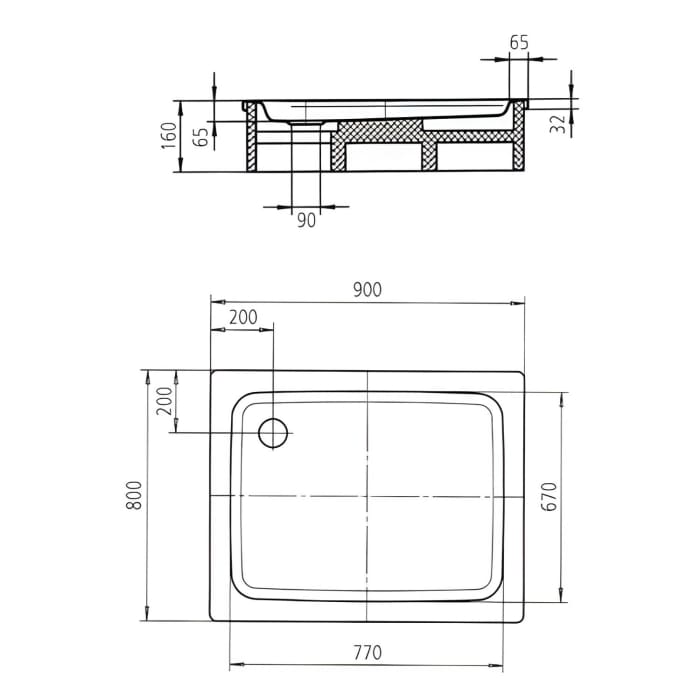 Kaldewei Duschplan 544-1 Duschwanne 80 x 90 x 6,5 cm