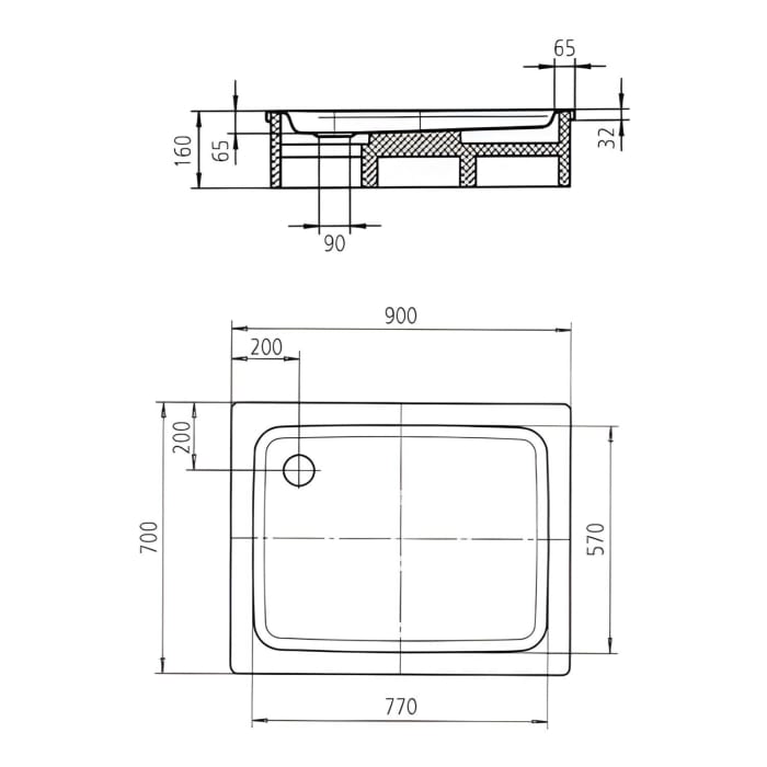 Kaldewei Duschplan 547-1 Duschwanne 70 x 90 x 6,5 cm