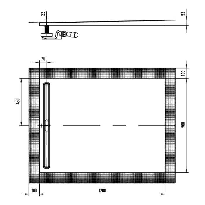 Kaldewei NEXSYS 2618 Duschfläche mit Ablaufrinne 90 x 120 cm