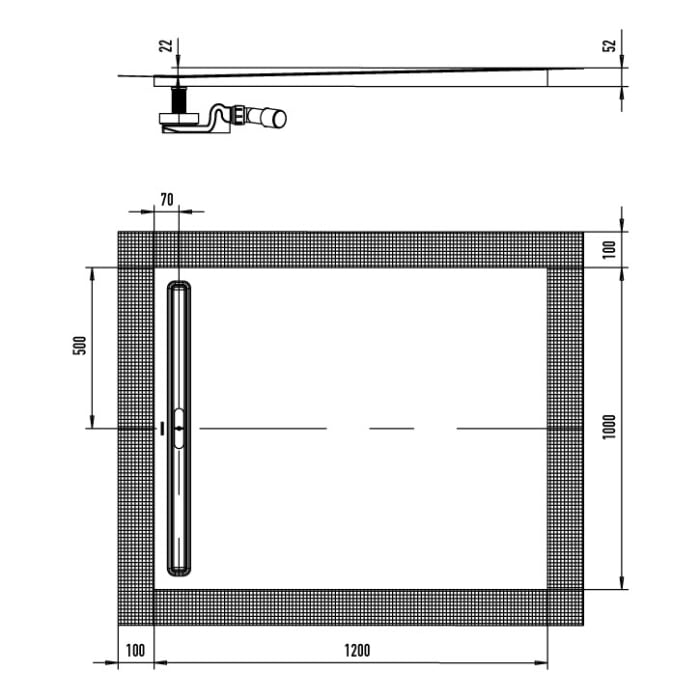 Kaldewei NEXSYS 2619 Duschfläche mit Ablaufrinne 100 x 120 cm