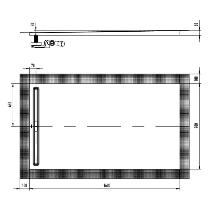 Kaldewei NEXSYS 2626 Duschfläche mit Ablaufrinne 90 x 160 cm