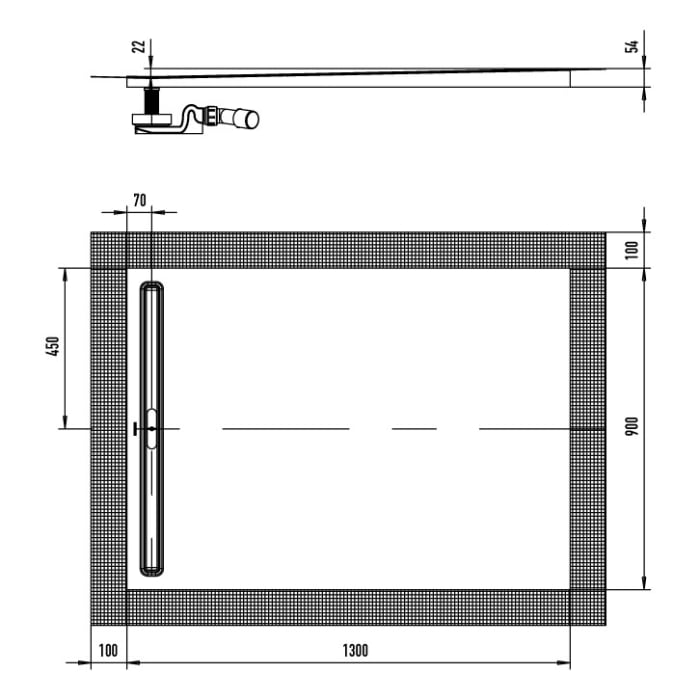 Kaldewei NEXSYS 2621 Duschfläche mit Ablaufrinne 90 x 130 cm, mit Perl-Effekt