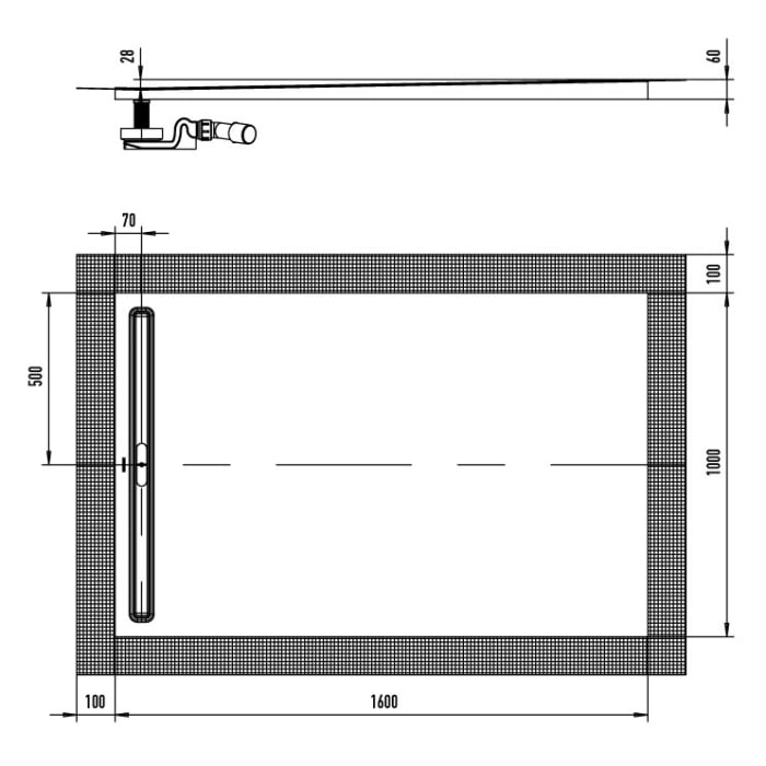 Kaldewei NEXSYS 2627 Duschfläche mit Ablaufrinne 100 x 160 cm, mit Secure Plus