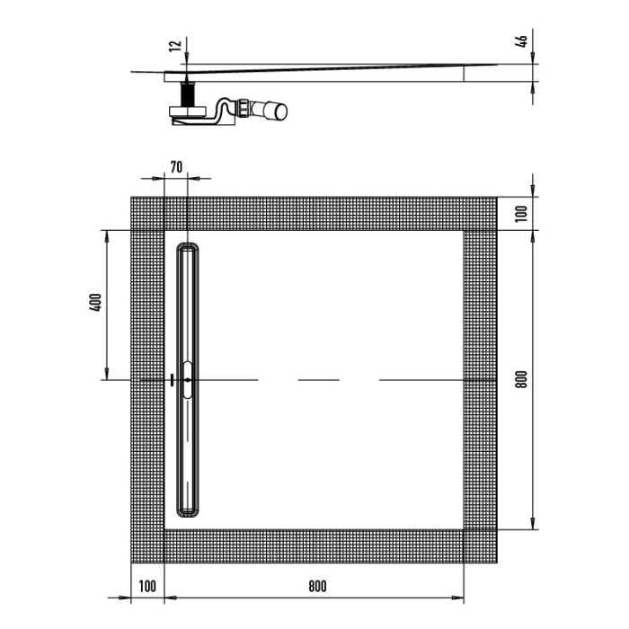 Kaldewei NEXSYS 2610 Duschfläche mit Ablaufrinne 80 x 80 cm, mit Perl-Effekt