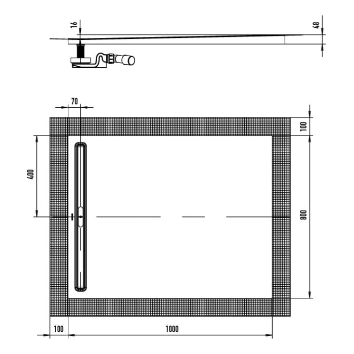 Kaldewei NEXSYS Duschfläche mit Ablaufrinne und Secure Plus 80 x 100 cm
