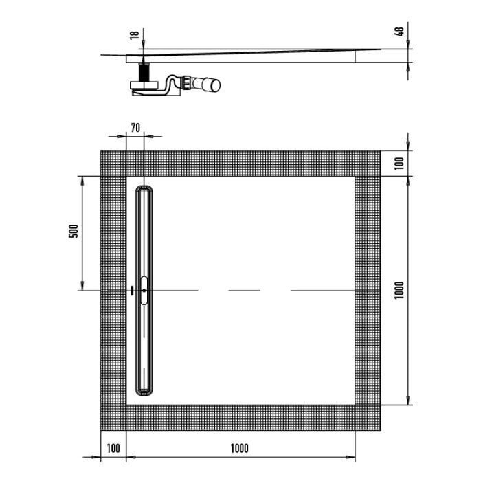 Kaldewei NEXSYS 2616 Duschfläche mit Ablaufrinne 90 x 110 cm, mit Perl-Effekt