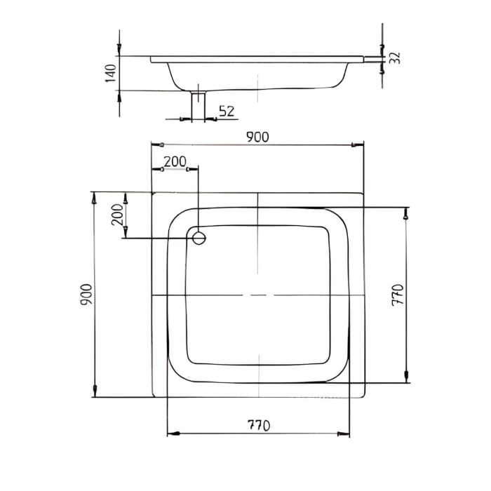 Kaldewei Sanidusch 396 Duschwanne 90 x 90 x 14 cm