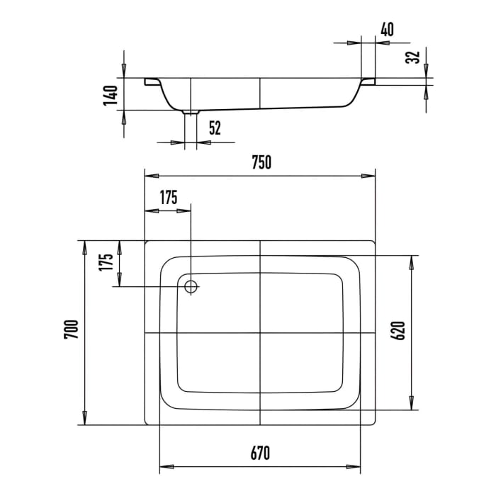 Kaldewei Sanidusch 540 Duschwanne 70 x 75 x 14 cm