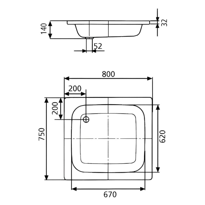 Kaldewei Sanidusch 548 Duschwanne 75 x 80 x 14 cm